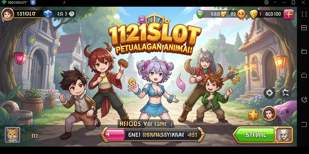 Tampilan gameplay 1121SLOT dengan karakter anime yang menarik.
