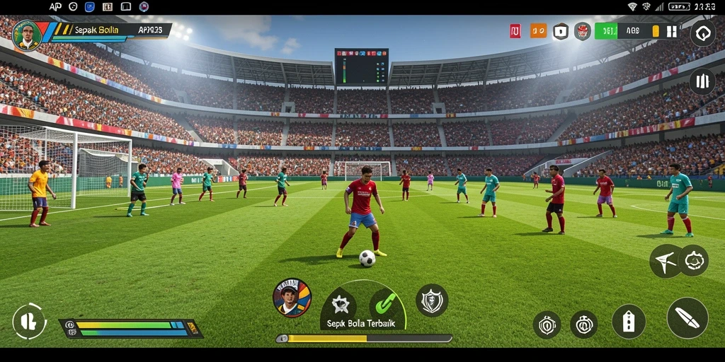 Tangkapan layar utama <strong>API33</strong> menampilkan aksi pertandingan sepak bola yang mendebarkan.