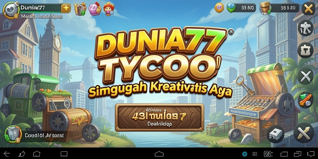 Screenshot gameplay DUNIA77 yang menunjukkan manajemen bisnis.
