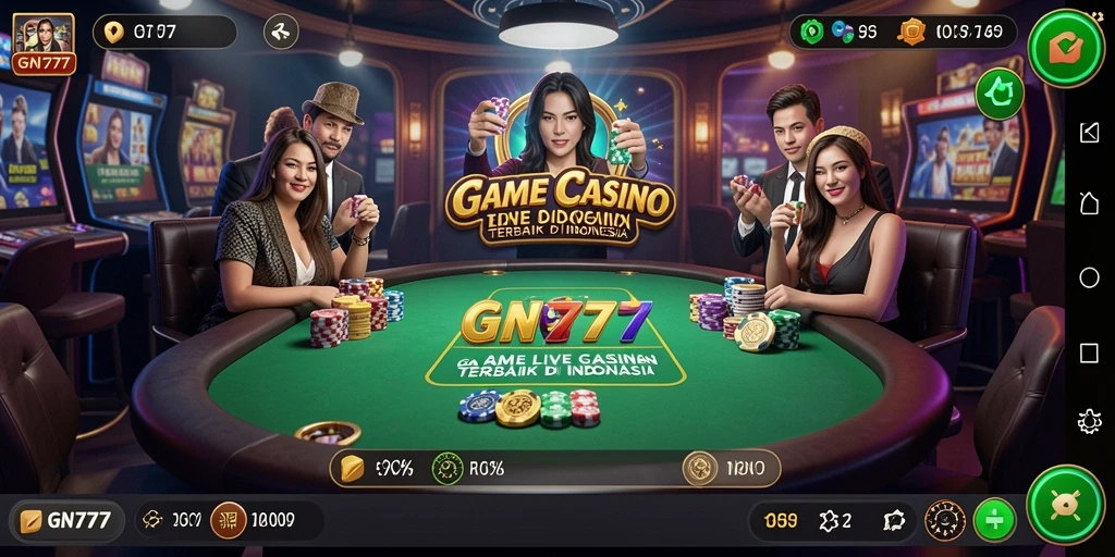 Screenshot gameplay GN777 yang menunjukkan dealer langsung dalam aksi.