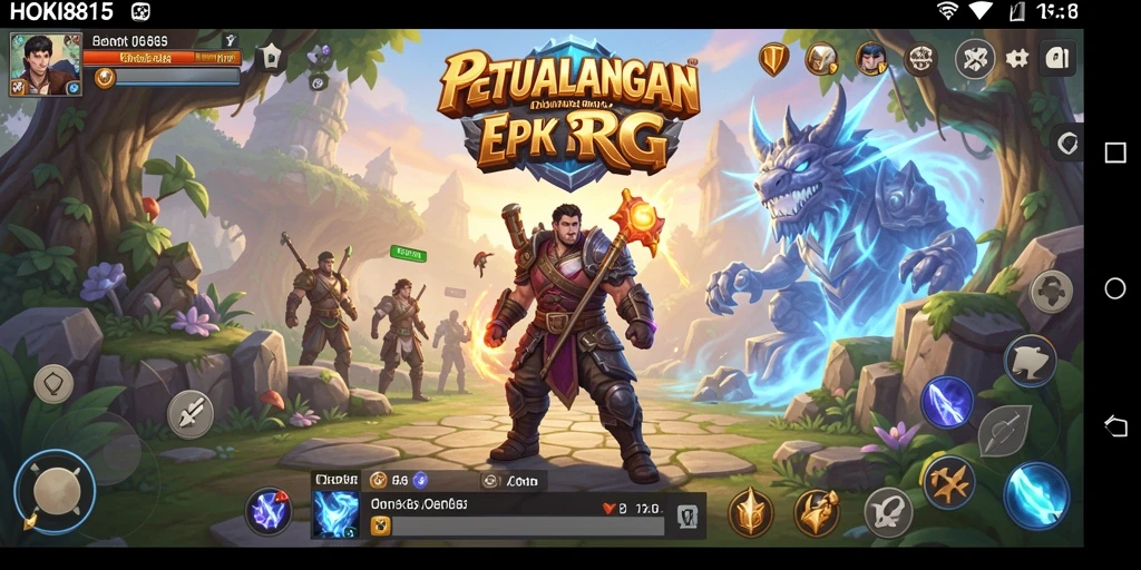 Tampilan screenshot HOKI8815 menampilkan pertarungan epik dalam dunia RPG.