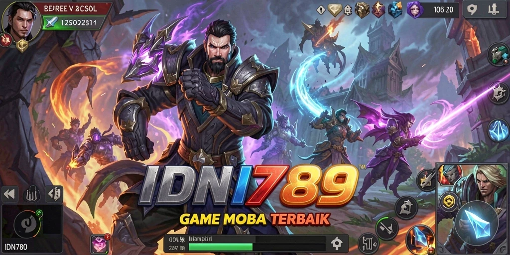 Screenshot IDN789 menampilkan pertarungan seru di arena MOBA.