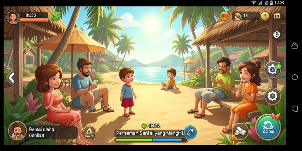 Tampilan gameplay IN22 yang penuh warna dan menghibur.