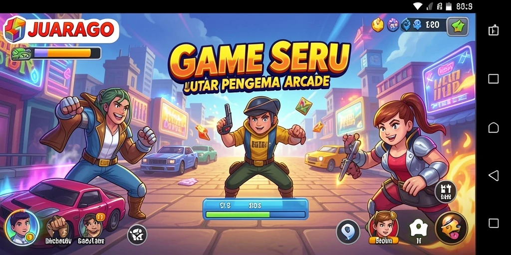 Tangkapan layar JUARAGO yang menampilkan aksi gameplay Arcade yang menarik.