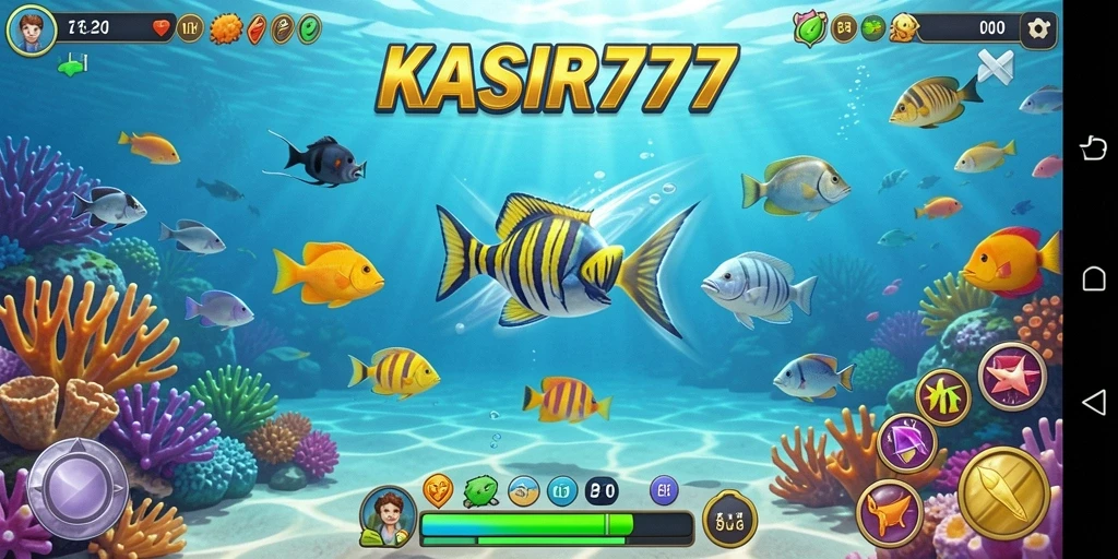 Tampilan gameplay KASIR777 menembak ikan yang berwarna-warni dan menarik.