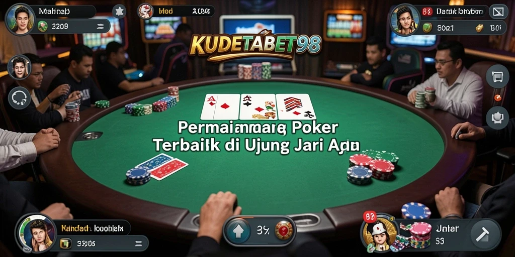 Tampilan gameplay KUDETABET98 yang menegangkan dan interaktif saat bermain poker.