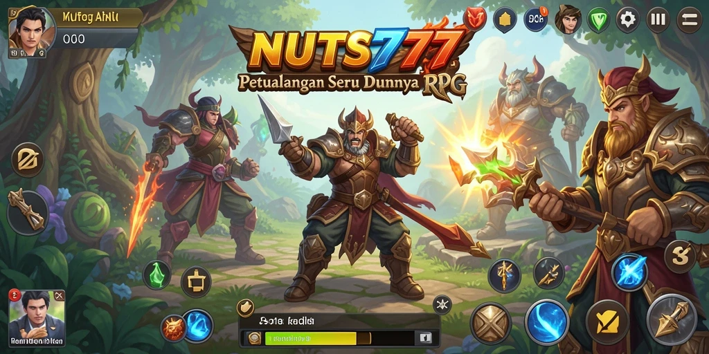Tangkapan layar dari gameplay <strong>NUTS777</strong> menampilkan aksi petualangan RPG yang mendebarkan.