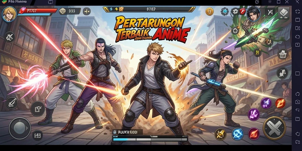 Screenshot menunjukkan intensitas pertarungan dalam game Anime PT707.
