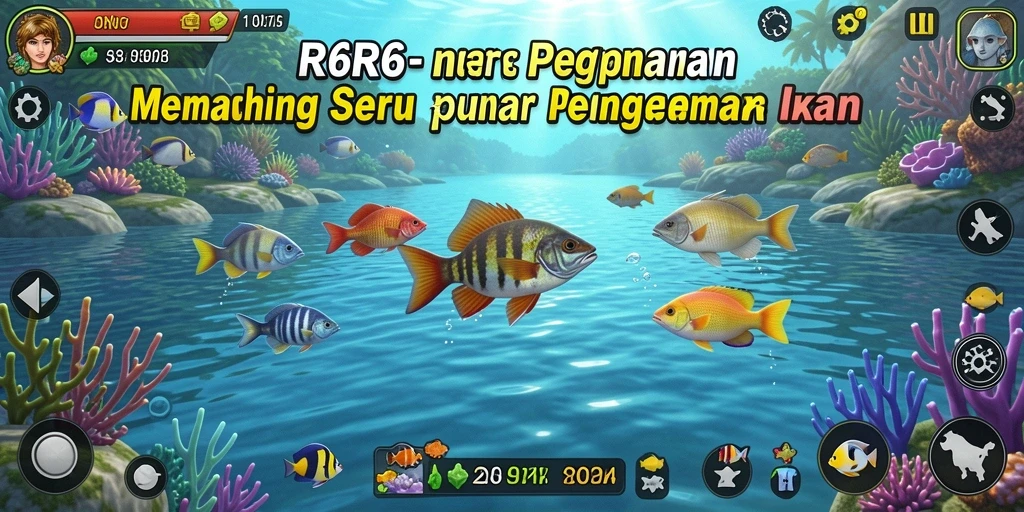 Tampilan gameplay R6R6 dengan suasana memancing yang menenangkan.