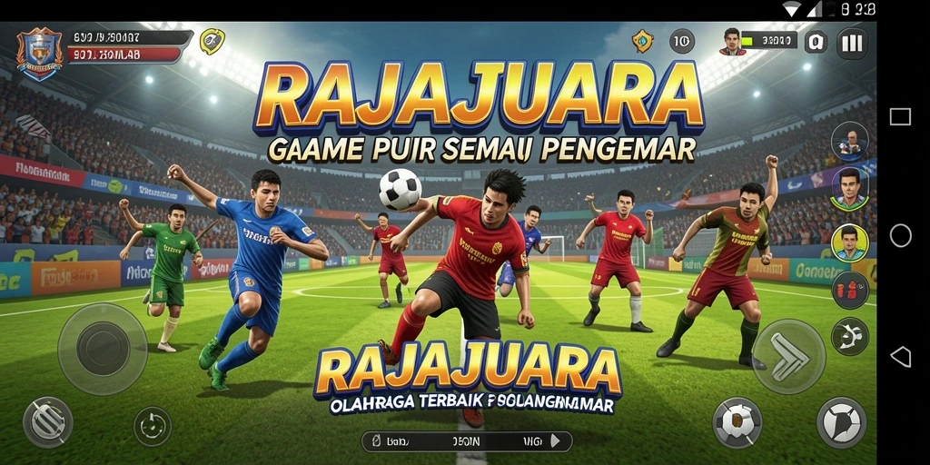 Screenshot utama RAJAJUARA menampilkan aksi gameplay yang mendebarkan di lapangan.