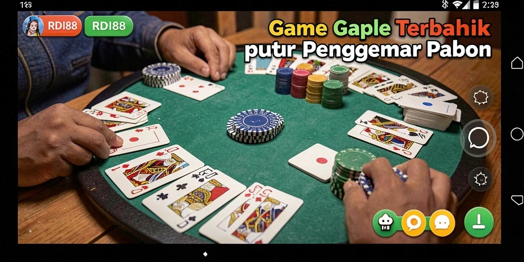 Screenshot RDI88 menampilkan gameplay seru Gaple dengan antarmuka yang menarik.