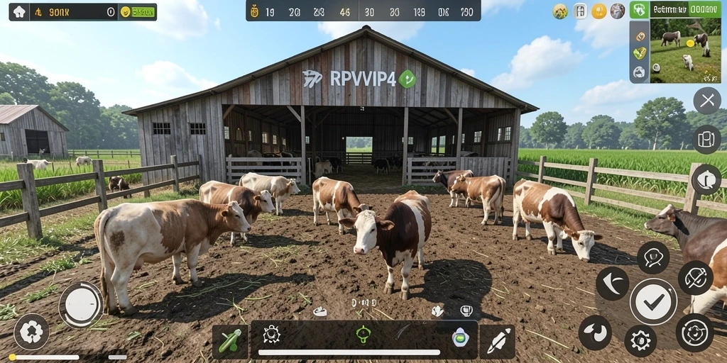 Tampilan gameplay RPVIP4 dengan aktivitas pertanian yang menyenangkan.