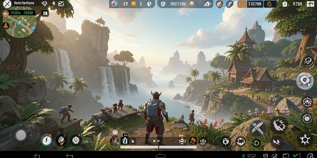 Screenshot game Open World menunjukkan pemandangan yang luas dan indah.