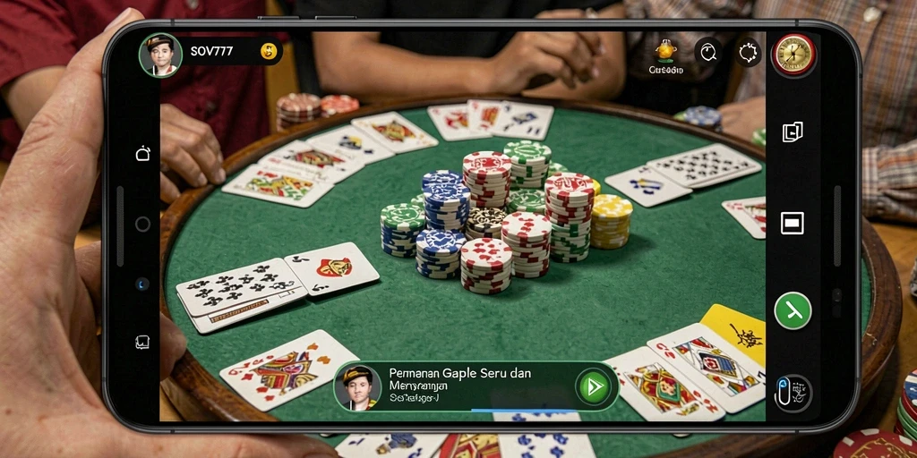 Tangkapan layar SOV777 menunjukkan gameplay Gaple yang menyenangkan.