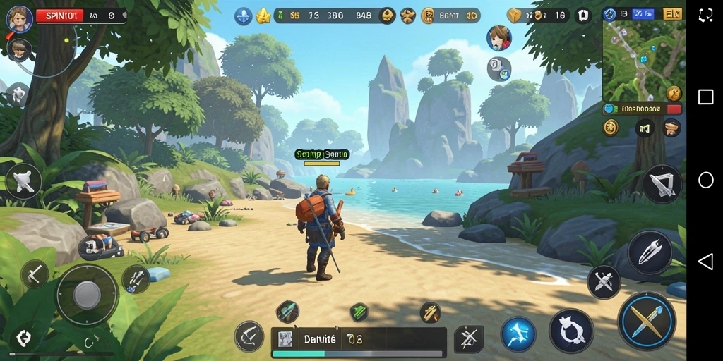 Screenshot gameplay SPIN101 yang menampilkan dunia yang luas dan eksploratif.