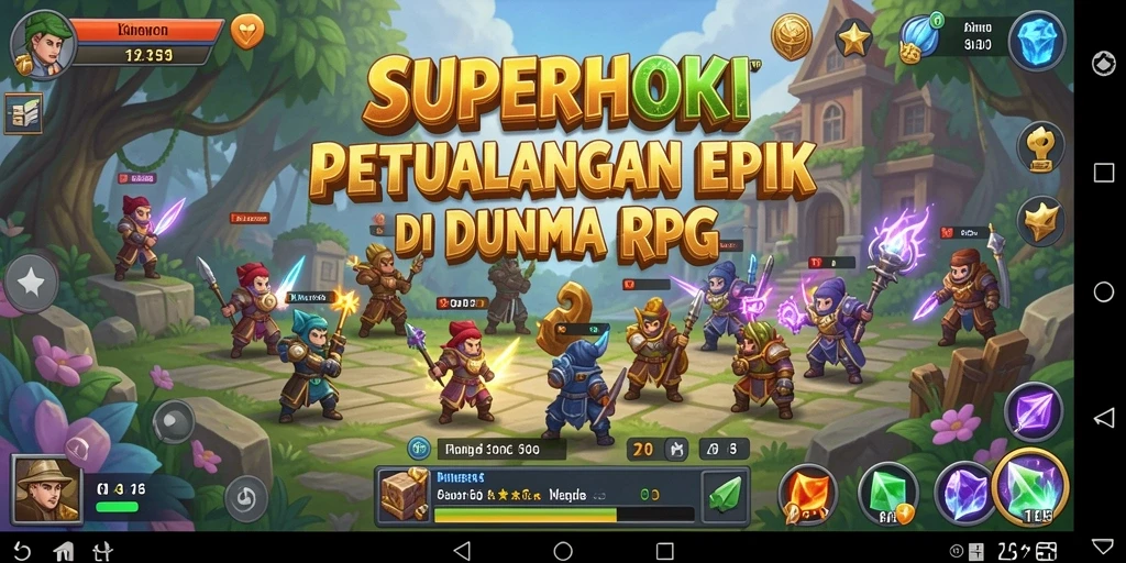 Tampilan gameplay epik dalam SUPERHOKI dengan karakter dan pertarungan.