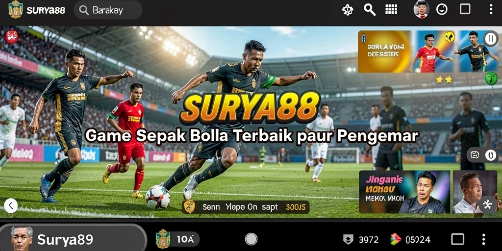 Tampilan gameplay sepak bola yang seru dan mendebarkan.