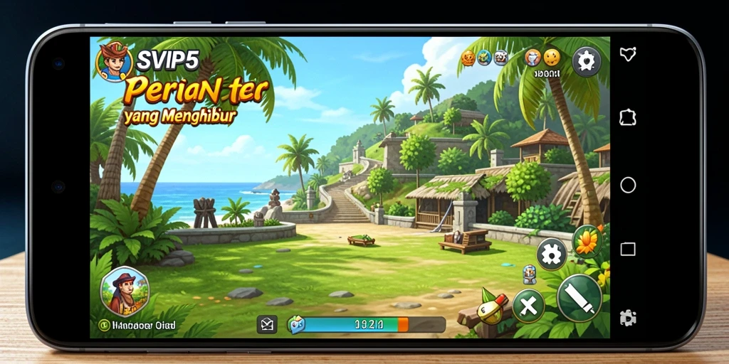 Tampilan gameplay menarik dari SVIP5 yang penuh warna dan ceria.