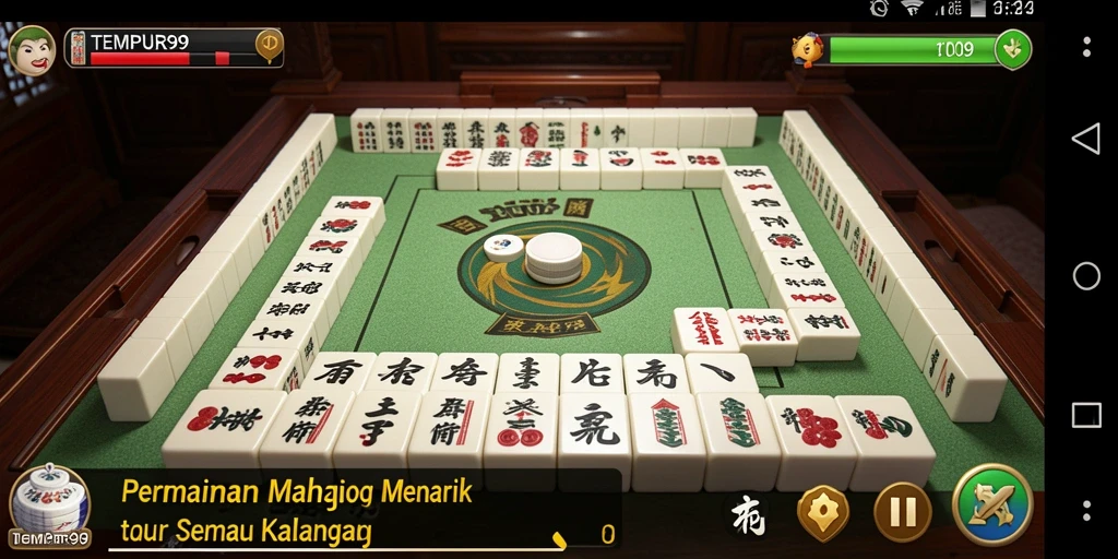 Tampilan gameplay Mahjong yang mengasyikkan di TEMPUR99.